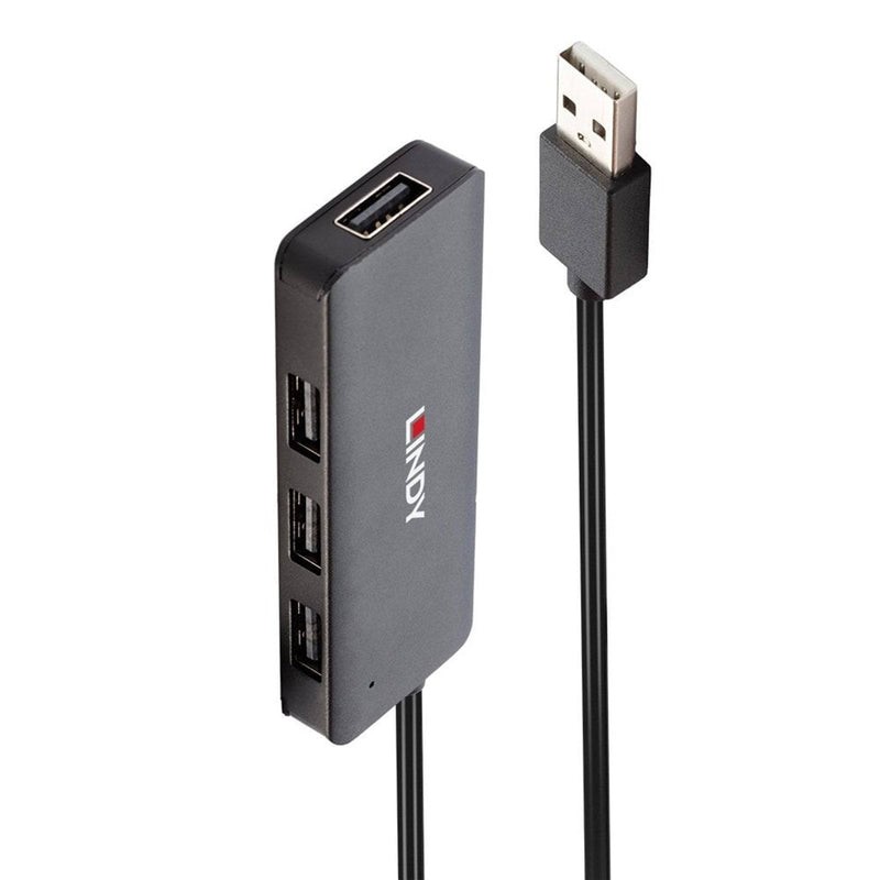LINDY 42986 4 Port USB Hub, 4 x USB 2.0 Type-A (F) Ports, Supports Data Transfer Rates of up to 480 Mbps, Plug and Play Installation, USB Bus-Powered with DC Socket for External Power Supply - IT Supplies Ltd