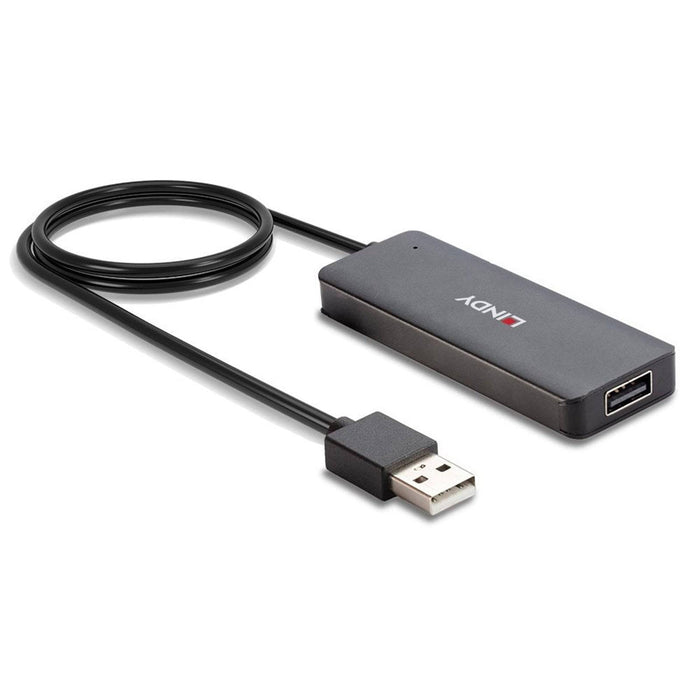 LINDY 42986 4 Port USB Hub, 4 x USB 2.0 Type-A (F) Ports, Supports Data Transfer Rates of up to 480 Mbps, Plug and Play Installation, USB Bus-Powered with DC Socket for External Power Supply - IT Supplies Ltd