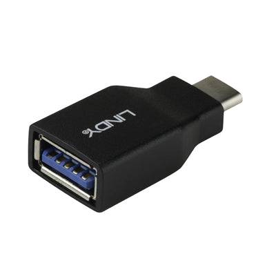 LINDY 41899 USB Adapter, USB 3.2 Type-C (M) to USB 3.2 Type-A (F), Black - IT Supplies Ltd