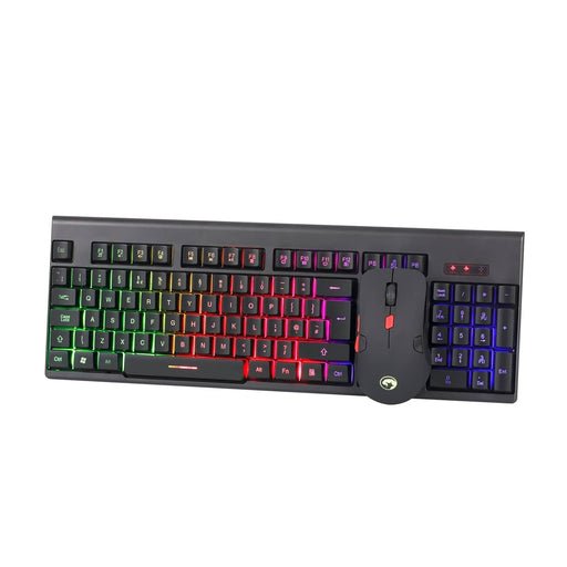 Marvo Scorpion KW512 Wireless Gaming Keyboard and Mouse Bundle, 12 Multimedia Keys, 3 Colour LED Backlit with 7 Lighting Modes, Optical Sensor Mouse with Adjustable 800-1600 dpi, 6 Buttons - IT Supplies Ltd