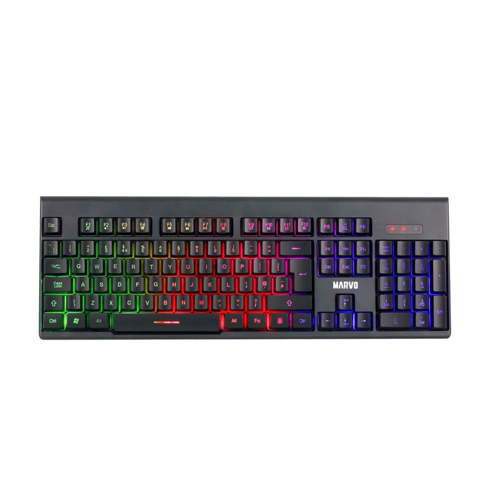 Marvo Scorpion KW512 Wireless Gaming Keyboard and Mouse Bundle, 12 Multimedia Keys, 3 Colour LED Backlit with 7 Lighting Modes, Optical Sensor Mouse with Adjustable 800-1600 dpi, 6 Buttons - IT Supplies Ltd