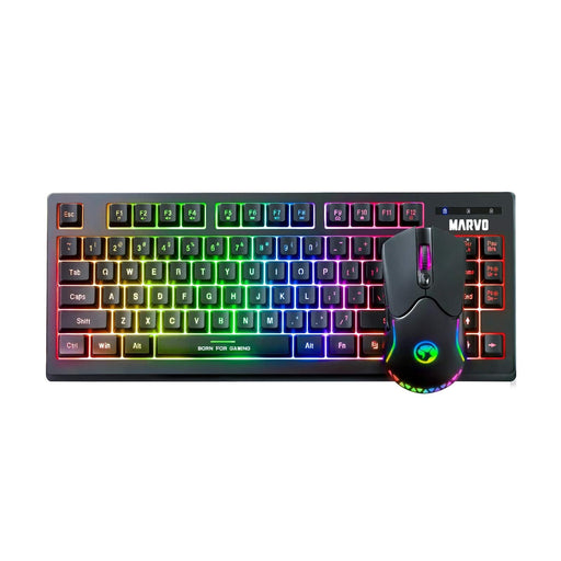 Marvo Scorpion KW516 Wireless TKL Gaming Keyboard and Mouse, 80% TKL Design, 2.4GHz Wireless Connection, RGB Backlight, Anti-ghosting with Optical Sensor Mouse 6 Level Adjustable dpi 800-4800, 7 Buttons - IT Supplies Ltd