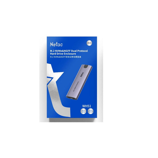 Netac M.2 NVMe/SATA External Enclosure, USB3.1, Aluminium, 10Gbps, USB C to C, USB C to A - IT Supplies Ltd