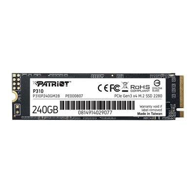 Patriot P310 (P310P240GM28) 240GB M.2 Interface, PCIe x3, 2280 Length, Read 1700MB/s, Write 1000MB/s, 3 Year Warranty - IT Supplies Ltd