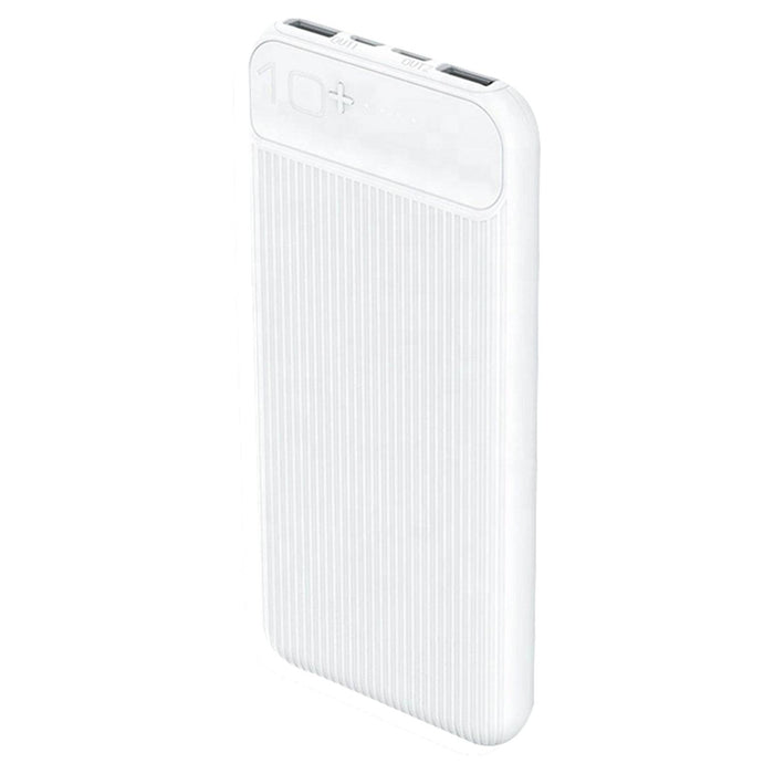 Prevo SP3012 Power bank,10000mAh Portable Fast Charging for Smart Phones, Tablets and Other Devices, Slim Design, Dual-Port with USB Type-C and Micro USB Connection, White - IT Supplies Ltd