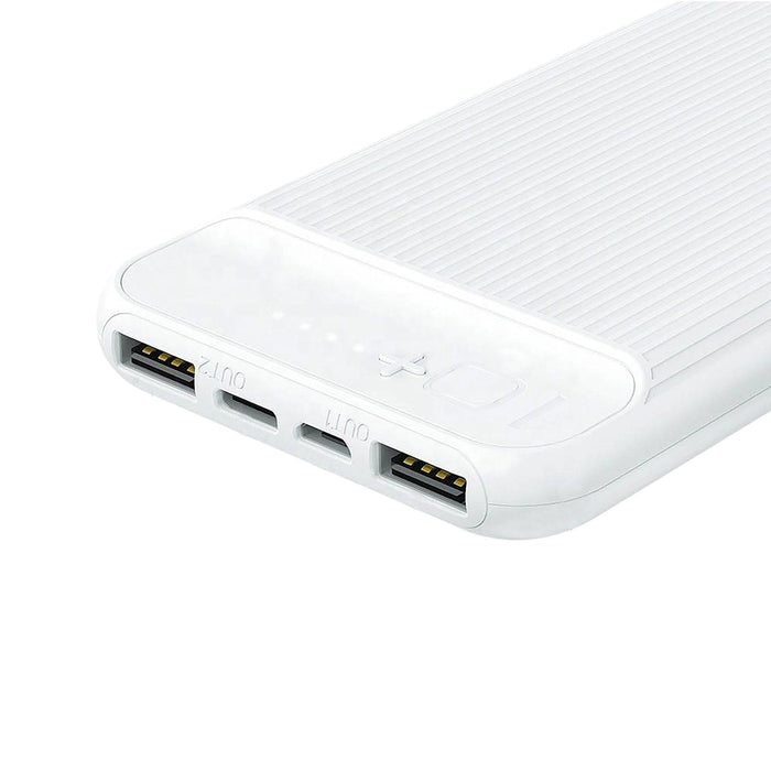 Prevo SP3012 Power bank,10000mAh Portable Fast Charging for Smart Phones, Tablets and Other Devices, Slim Design, Dual-Port with USB Type-C and Micro USB Connection, White - IT Supplies Ltd