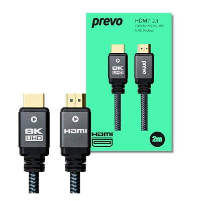Prevo 8K Premium Series HDMI Cable, HDMI 2.1 (M) to HDMI 2.1 (M), 2m Black - IT Supplies Ltd
