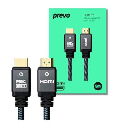 Prevo 8K Premium Series HDMI Cable, HDMI 2.1 (M) to HDMI 2.1 (M), 5m Black - IT Supplies Ltd