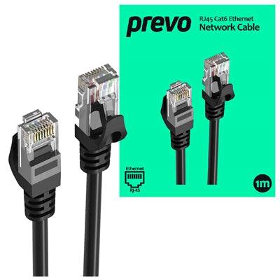Prevo CAT6-BLK-1M Network Cable, RJ45 (M) to RJ45 (M), CAT6, 1m, Black - IT Supplies Ltd