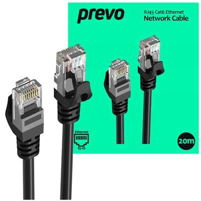 Prevo CAT6-BLK-20M Network Cable, RJ45 (M) to RJ45 (M), CAT6, 20m, Black - IT Supplies Ltd