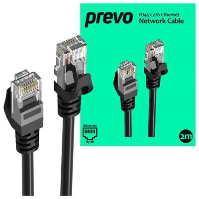 Prevo CAT6-BLK-2M Network Cable, RJ45 (M) to RJ45 (M), CAT6, 2m, Black - IT Supplies Ltd