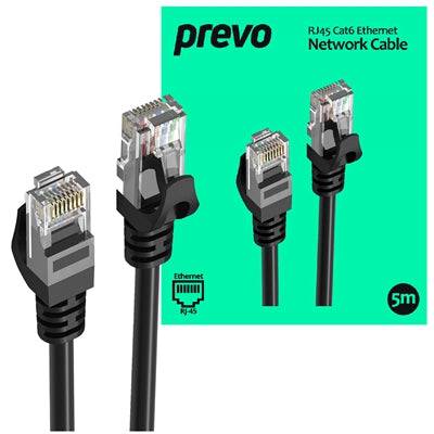 Prevo CAT6-BLK-5M Network Cable, RJ45 (M) to RJ45 (M), CAT6, 5m, Black - IT Supplies Ltd