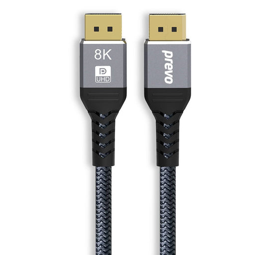 Prevo DP14-2M 8K Premium DisplayPort Cable, DisplayPort 1.4 (M) to DisplayPort 1.4 (M), 2m, Black - IT Supplies Ltd