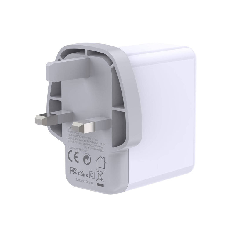 Prevo QC72 USB Type-C & USB Type-A Fast Charge Mains Charger with Qualcomm Quick Charge 3.0 for Laptops, Ultrabooks, Chromebooks, iPads, MacBooks, Smartphones, Tablets, Mobile Devices, Action Cameras, DSLRs - IT Supplies Ltd