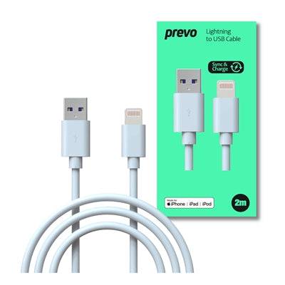 Prevo USB-LIGHTNING-2M Lightning Cable, Apple Lightning (M) to USB 2.0 A (M) 2m - IT Supplies Ltd