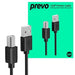 Prevo USBA-USBB-2M USB Printer Cable, USB 2.0 Type-A (M) to USB 2.0 Type-B (M), 2m, Black, Suitable for Printers & Scanners - IT Supplies Ltd