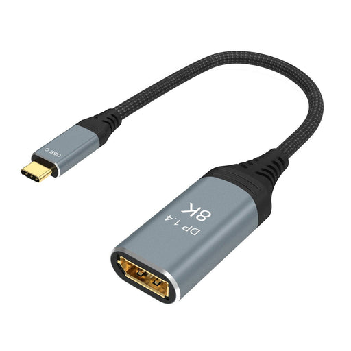 Prevo USBC-DP-ADA Display Converter Adapter, USB Type-C (M) to DisplayPort (F), 0.2m, Black &amp; Silver, DisplayPort 1.4, Supports up to 8K@30Hz - IT Supplies Ltd
