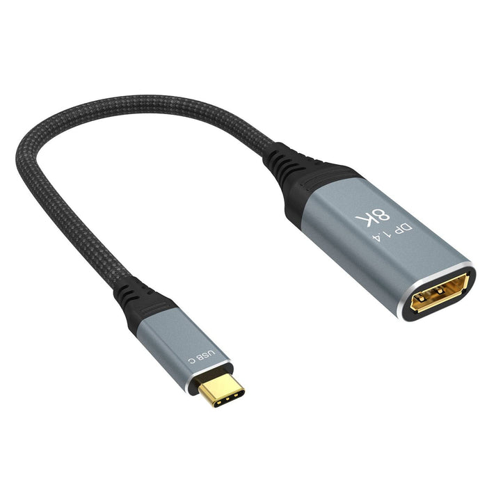 Prevo USBC-DP-ADA Display Converter Adapter, USB Type-C (M) to DisplayPort (F), 0.2m, Black &amp; Silver, DisplayPort 1.4, Supports up to 8K@30Hz - IT Supplies Ltd