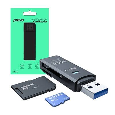 Prevo CR311 USB 3.0 Card Reader, High-speed Memory Card Adapter Supports SD/Micro SD/TF/SDHC/SDXC/MMC, Compatible with Windows, OS, Black - IT Supplies Ltd
