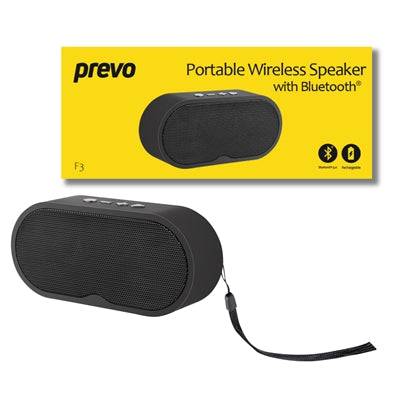 Prevo F3 Portable Wireless TWS Rechargeable Speaker with Bluetooth, SD card compatibility up to 32GB, FM Radio, Hands-Free Calling, 5W, Black - IT Supplies Ltd