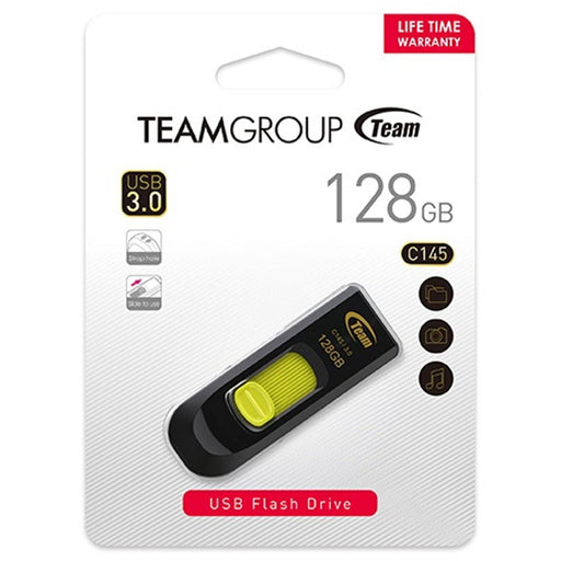 Team C145 128GB USB 3.0 Yellow USB Flash Drive - IT Supplies Ltd