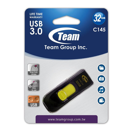 Team C145 32GB USB 3.0 Yellow USB Flash Drive - IT Supplies Ltd