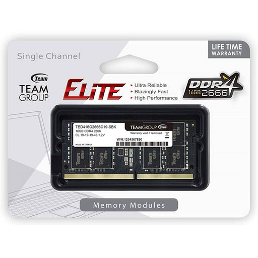 Team Elite 16GB No Heatsink (1 x 16GB) DDR4 2666MHz SODIMM System Memory - IT Supplies Ltd
