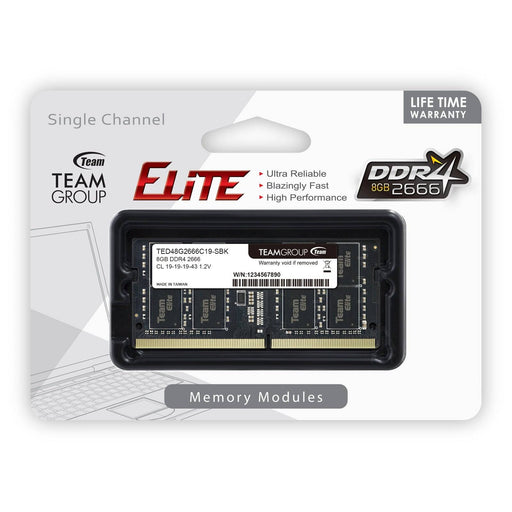 Team Elite 8GB No Heatsink (1 x 8GB) DDR4 2666MHz SODIMM System Memory - IT Supplies Ltd