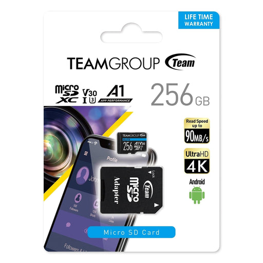 Team Elite A1 256GB Micro SDXC UHS-1 Flash Card with Adapter (for Android & 4K) - IT Supplies Ltd