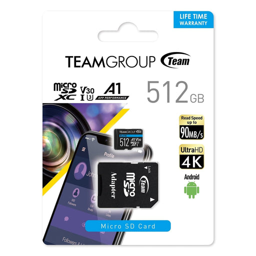 Team Elite A1 512GB Micro SDXC UHS-1 Flash Card with Adapter (for Android & 4K) - IT Supplies Ltd