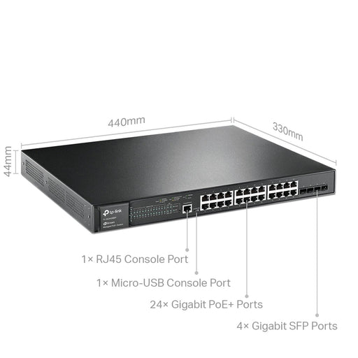 TP-Link TLSG3428MP JetStream 24-Port Gigabit L2 Managed PoE+ Switch With 4 SFP Slots - IT Supplies Ltd