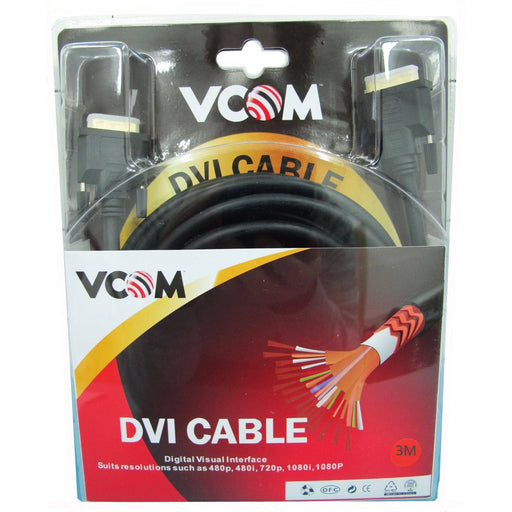 VCOM DVI-D (M) to DVI-D (M) 3m Black Retail Packaged Display Cable - IT Supplies Ltd